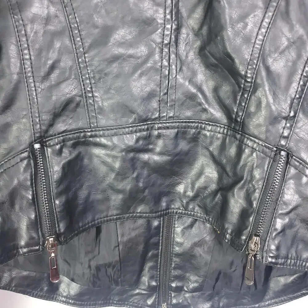 Therapy Jacket Womens Size M Faux Leather Moto Biker Motorcycle Edgy Zip Up